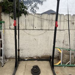 Rack With Pull Up Bar And Weights With Bar