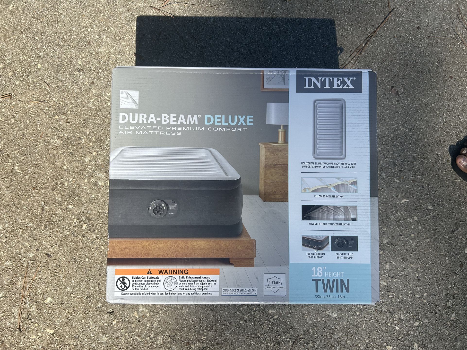 Brand New Intex Dura-Beam Deluxe Twin Air Mattress – Never Opened! 