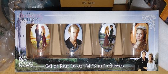 Four Princess Bride Pint Glasses. New in box.
