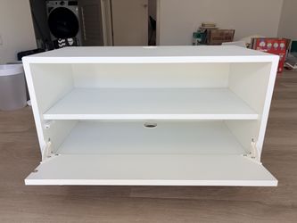 New Modern White Media Shelf with Push-Open Front Panel