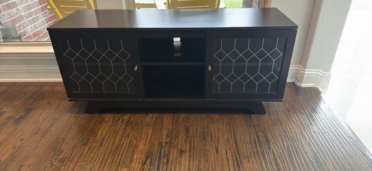 Media console with 6 storage sections. Dark espresso. Gently used