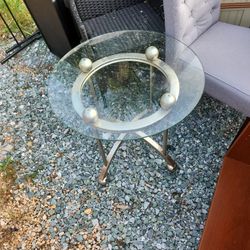Glass And Metal Side Table