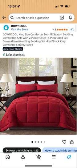 Black and red king size comforter set
