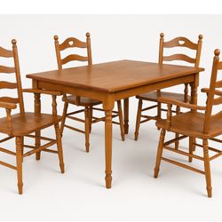 farmhouse-style kitchen dinning set with ladder back chair