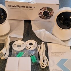 Pair Of New AI Intelligent Smart Cameras,  Rotating,  Sounders, Phone Controlled And More