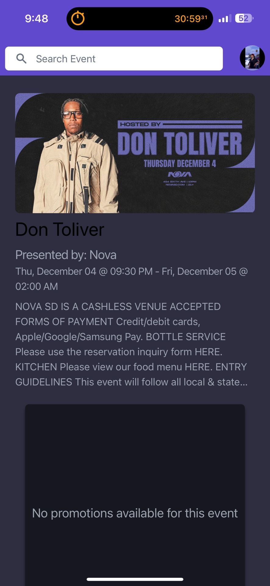 Don Toliver VIP Table Ticket 