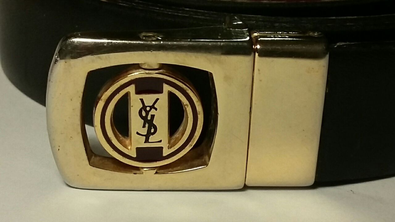 Unique vintage YSL belt - Yves Saint Laurent gold-plated leather belt,  burgundy and black - $40 OBO! for Sale in Oakland, CA - OfferUp