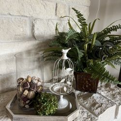 Greenery Fleur De Lis Tray & Decor 