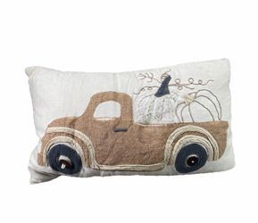 Pillow Fall Pumpkin Truck Embroidered Home Decor Pillow Zippered Thanksgiving
