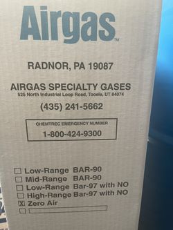 Smog Machine Calibration Gas Hi , Low , Zero Air