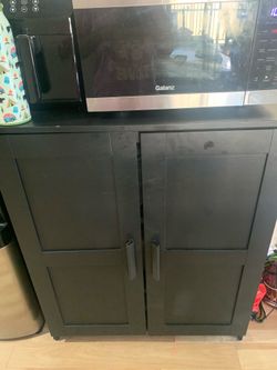 Black Kitchen Storage Cabinet / Microwave Stand – Good Condition