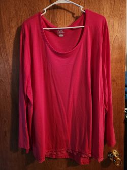 Just my size red Long Sleeve Top with Lace Hem