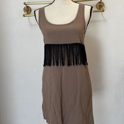 Brown Fringe Mini Dress