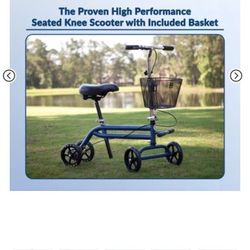 KneeRover Steerable Seated Folding Knee Scooter - Air Travel Friendly 