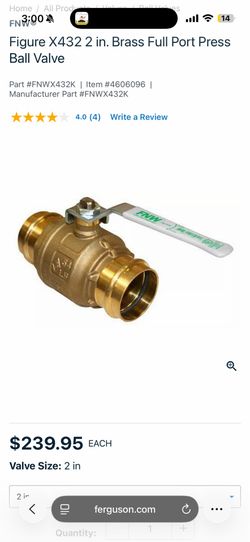 Figure X432 2 in. Brass Full Port Press Ball Valve