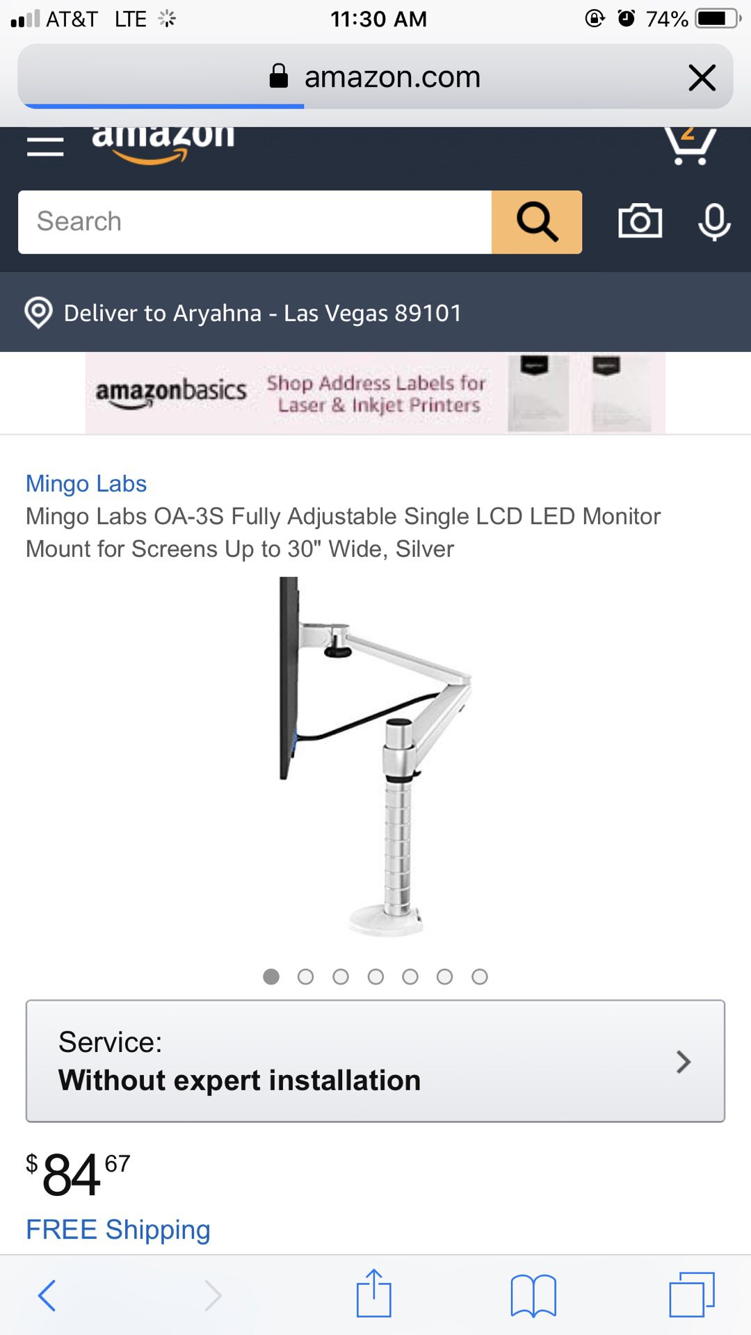 Adjustable Monitoring Mount For Screens Up to 30”