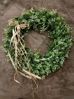 Faux Boxwood Wreath with Ribbon Bow