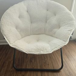 Set of 2 White Sherpa Saucer Chairs - Folds Flat!
