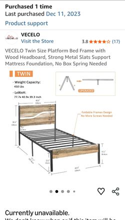 Vecleo Twin Bed Platform