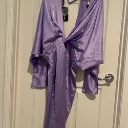 Satin Long Sleeve Midi Dress
