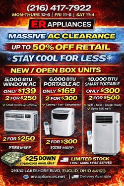 🔥 Air Conditioner Sale! Window & Portable AC Units Starting $139 – ER Appliances Euclid 🔥