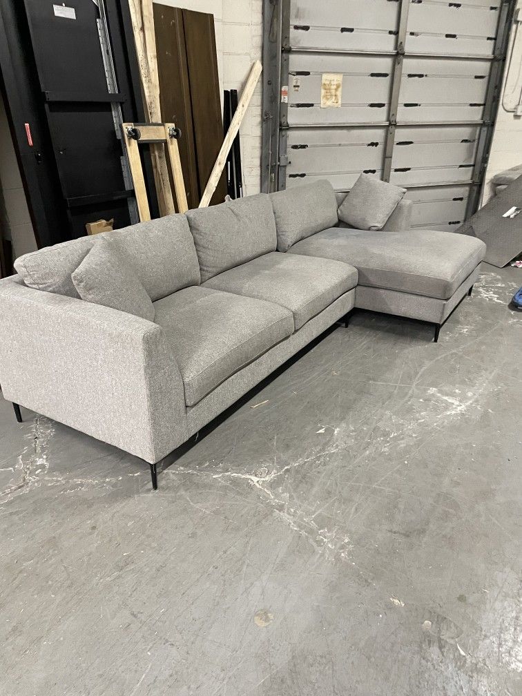 Used Fabric Sectional Sofa Couch Gray