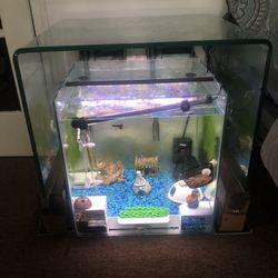 25 Gallon Frameless Cube Aquarium Fish Turtle Tank Terrarium 