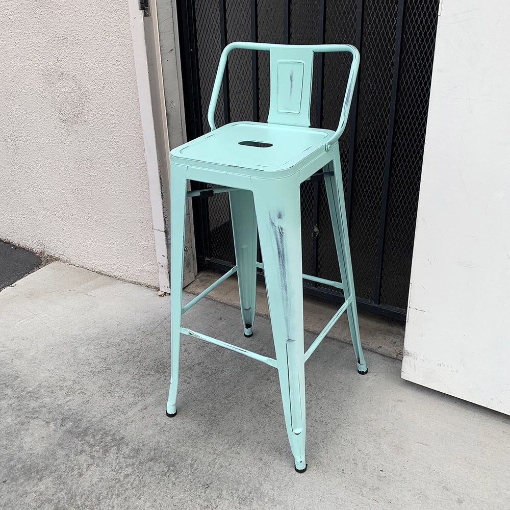 New in Box $25 (Light Blue) Metal Bar Stools w/ Backrest  30” Seat Height for Kitchen Counter Top Barstool 