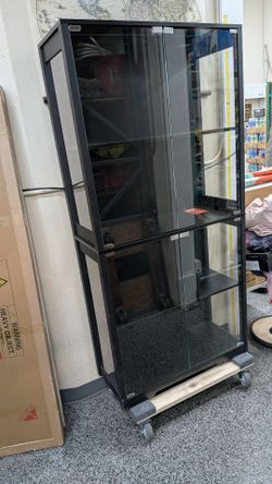 Black Display Cabinet with 4 glass doors.
