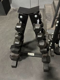 Brand new dumbbells with rack