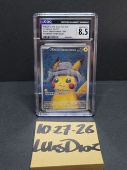 $825 Cgc 8.5 Pikachu with grey felt hat black star promo -085
