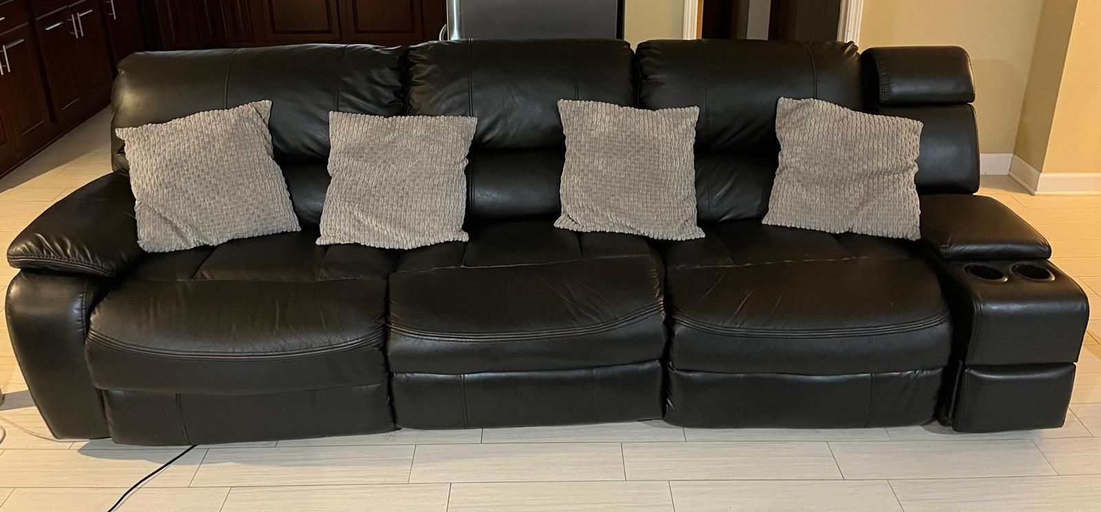 Black Faux Leather Couch