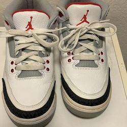 Authentic Retro Air Jordan 3 White Fire Red 2013 6Y 