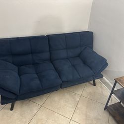 Blue Velvet Futon sofa Bed