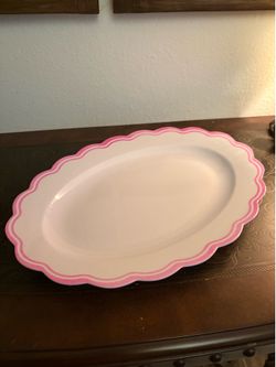 Oblong Platter w/Pink Scalloped Edges