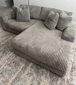 Ashley Furniture Lindyn Fog Gray Corduroy Sectional Sofa - Free Delivery Available