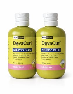 DevaCurl No-Poo Blue Anti-Brass Zero Lather Cleanser 12oz / 355ml – Pack of 2