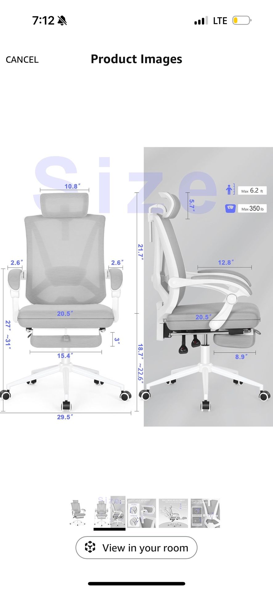 Amazon White/grey Desk Chair