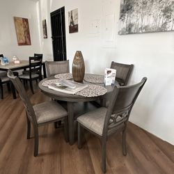 Round Hardwood Dining Set 