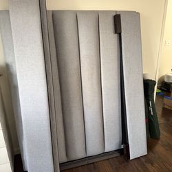 Upholstered bed frame with headboard  Matching storage bench / chest