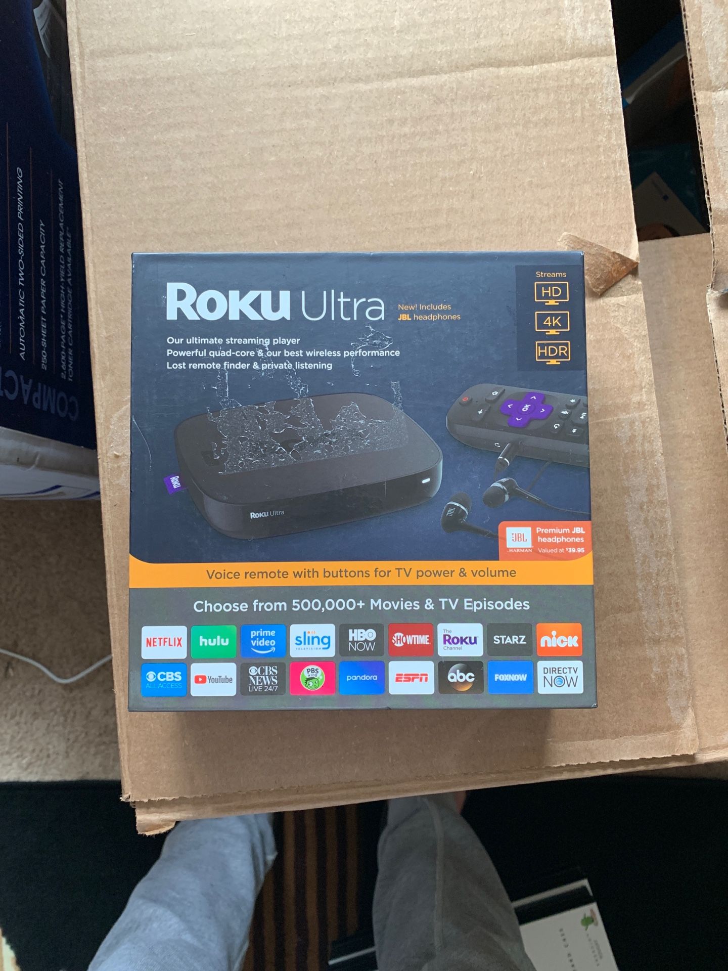 Roku Ultra | HD/4K/HDR Streaming Media Player Voice Remote, Remote Finder & USB. Now includes Premium JBL Headphones. (2018)