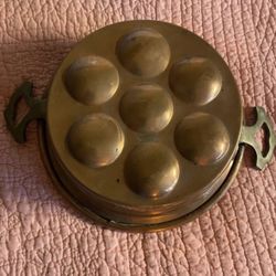 Antique Copper Brass handles Egg Poacher or escargot pan. Early 1900’s, French
