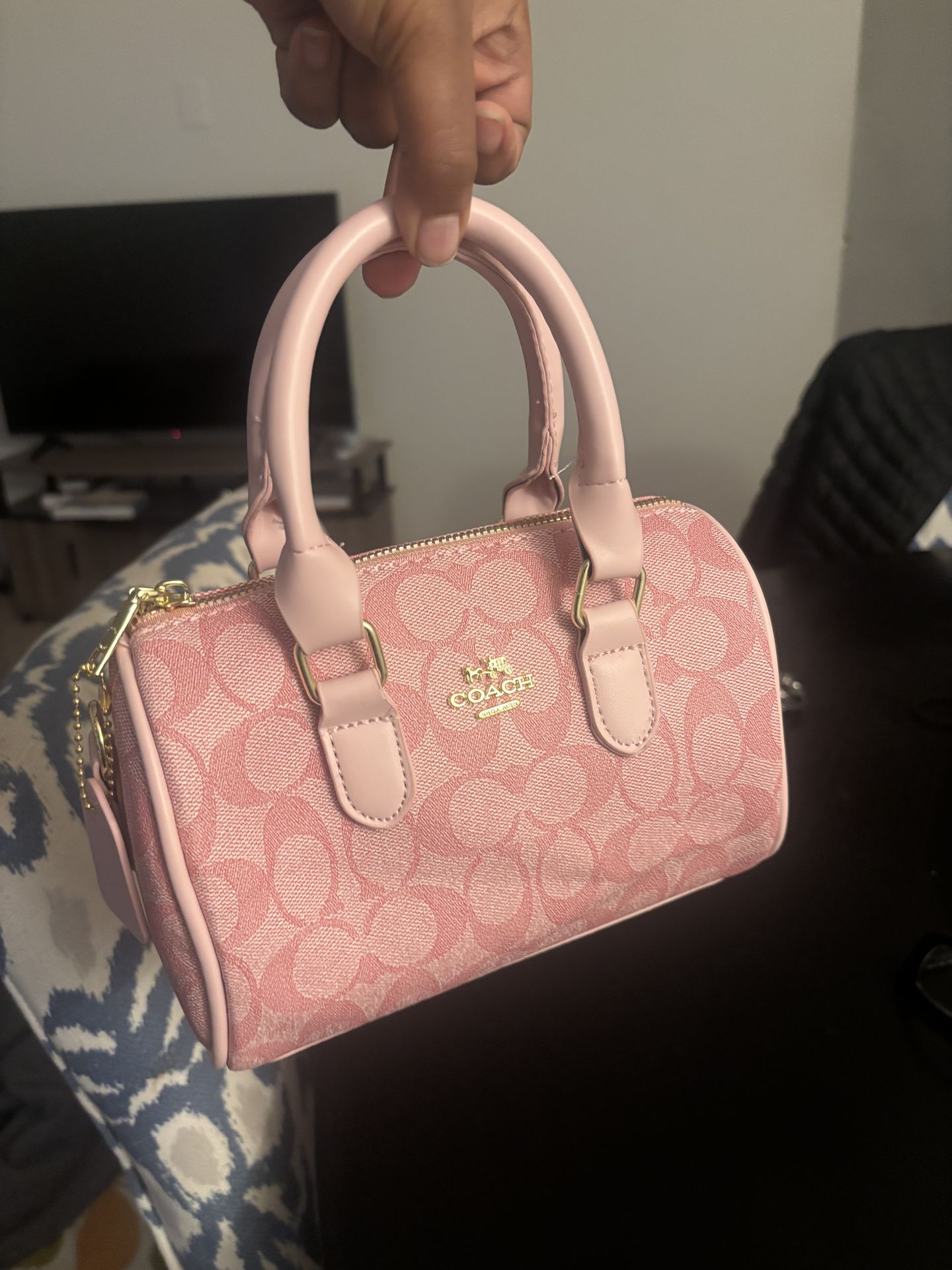 Coach Pink Rowan Satchel in Signature Canvas