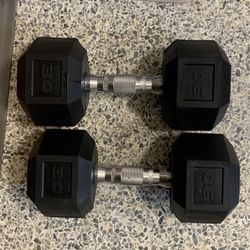 2 Pcs Rubber Hex Dumbbells 30Lbs Pair Black