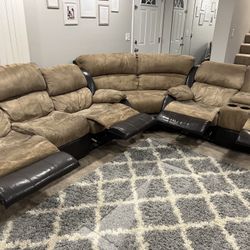 Full sofa recliners with 4 reclining seats, 115x 140 full size with centerpiece   73x43  2 piece 83x 43  3 piece  fully open recliner is 57 inches  36
