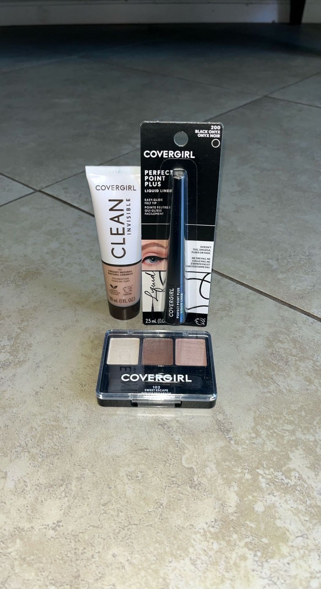 Covergirl Foundation, Liquid Eyeliner, Eyeshadows