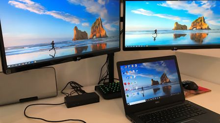 Dell D6000 Universal Docking Station Enables Connecting 3 Screens W/ 4 Monitor & Printer Cables