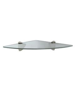 Knape & Vogt 12 in. D x 12 in. W x 2.25 in. H Satin Nickel Glass Corner Decorative Shelf