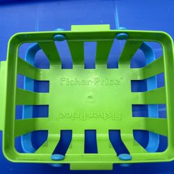 Vintage Fisher Price Fun With Food Green & Blue Grocery Store Food Basket. 