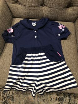 Oshkosh B gosh Girls Size 6 Shirt And Shorts In Navy, White And Pink
